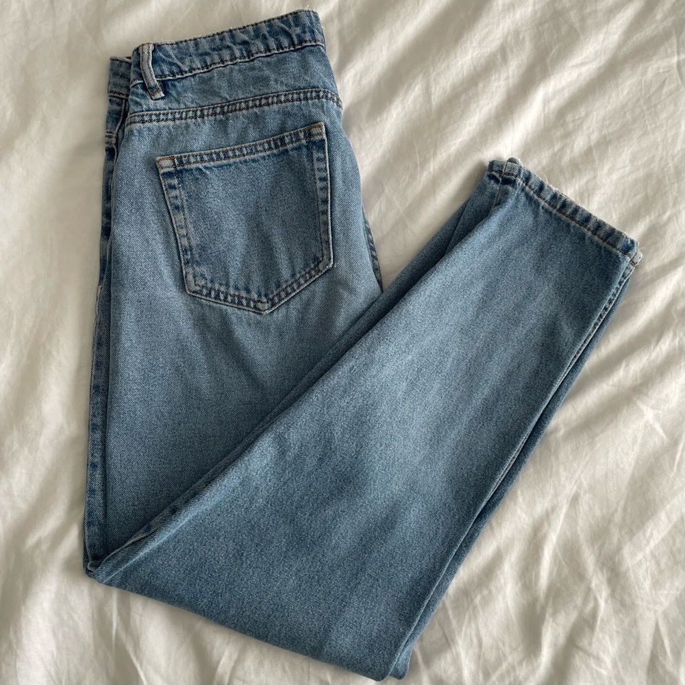 ZARA Original Blue High Waisted Straight Legged Jeans - Picture 4 of 5